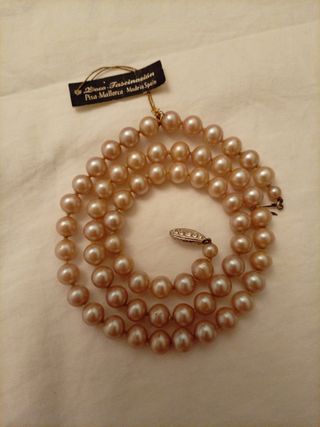 Collar Perlas Mallorca Rosa y Plata