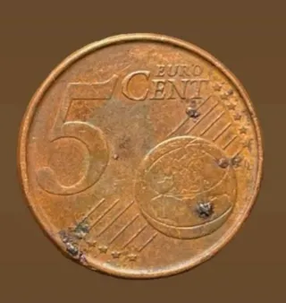 MONEDA 5 CÉNTIMOS ESPAÑA.2000.ERROR EXCESO METAL.