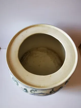 Jarrón Chino Porcelana Azul y Blanco