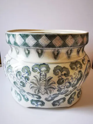 Jarrón Chino Porcelana Azul y Blanco