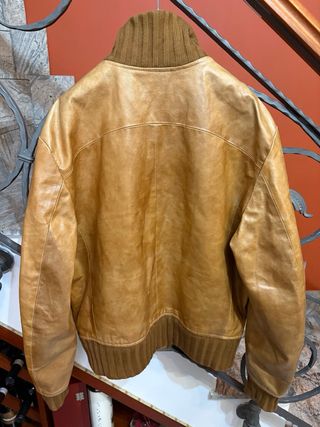 Giubbino bomber vera pelle vintage marrone
