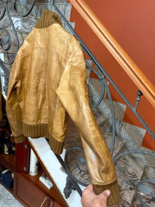 Giubbino bomber vera pelle vintage marrone