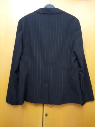 Traje chaqueta y pantalón rayas negro Jessica