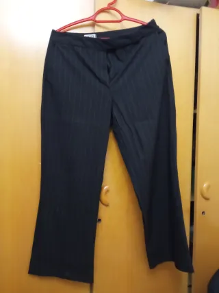 Traje chaqueta y pantalón rayas negro Jessica