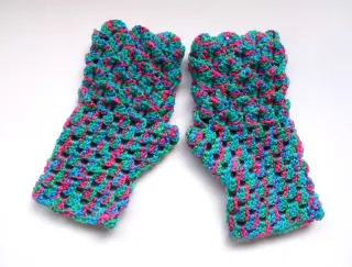 Guantes Sirena azul, rosa y verde S-M handmade