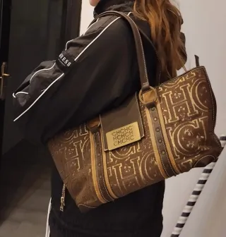 Bolso Carolina Herrera Marrón y Dorado