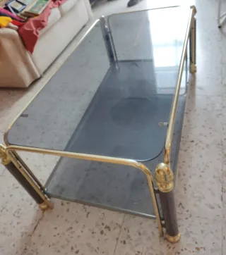 Tavolini da caffè vintage in vetro dorato