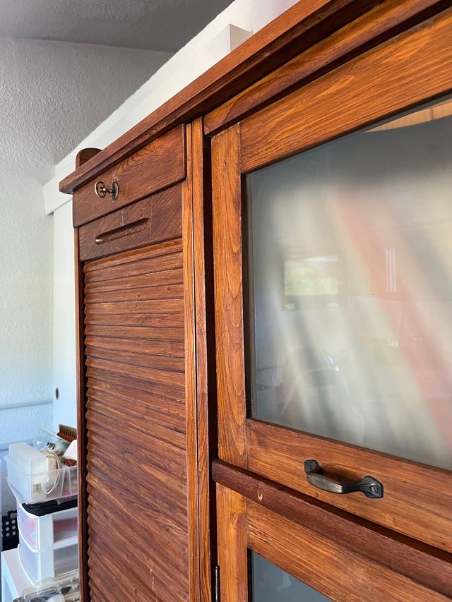 Mueble archivador vintage madera y cristal