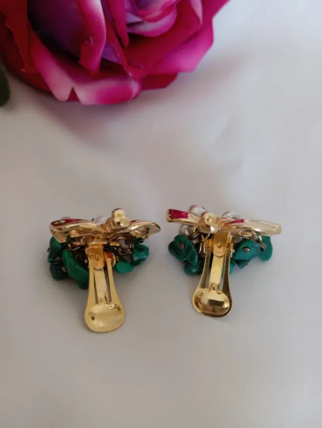 Orecchini vintage fiore oro e perle