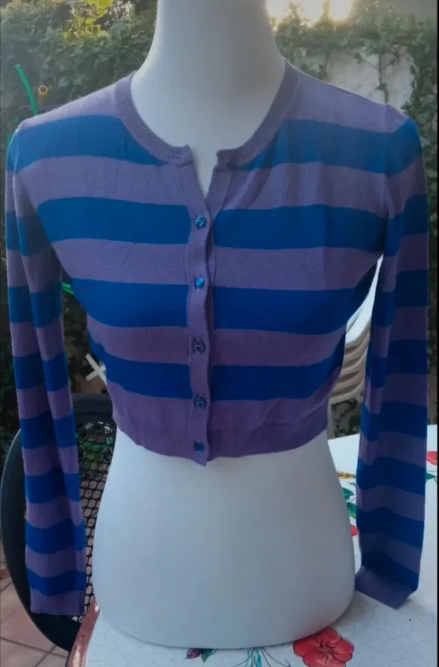 Pinko - Cardigan donna manica lunga a righe, Mediu