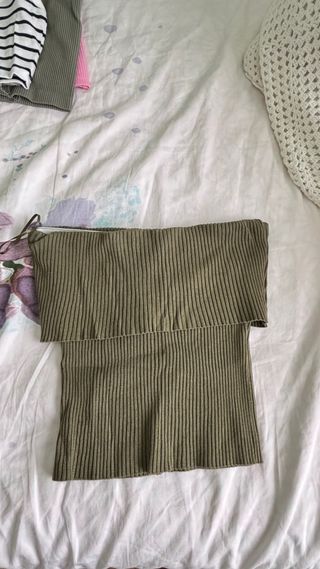 Top verde canalé talla única