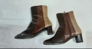 Botines Hispanitas Piel Beige y Marrón