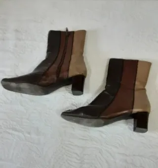 Botines Hispanitas Piel Beige y Marrón