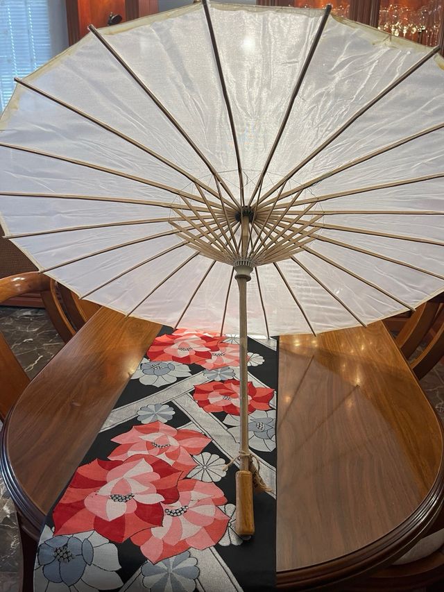 Sombrilla Japonesa Bambú y Seda , mide 84x42