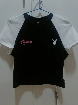 Camiseta Playboy Crop Top Mujer