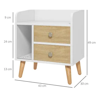 Mesilla de noche blancas y madera