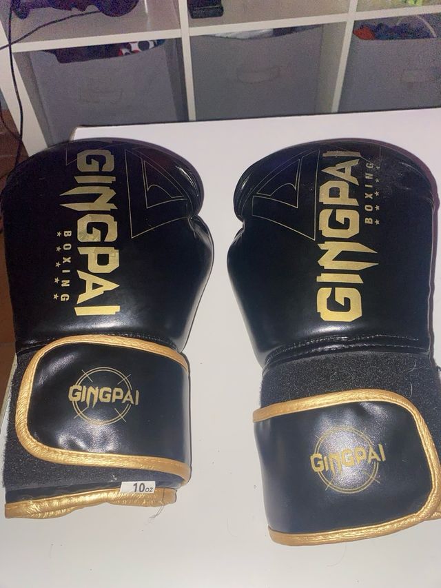Guantes Boxeo GINGPAI y Vendas Rosas