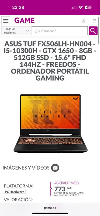 PC Gamer Ci5 8GB 512GB GTX165 ASUS x 1 u