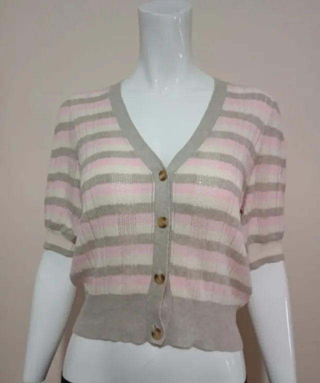 Cardigan mezza manica a righe