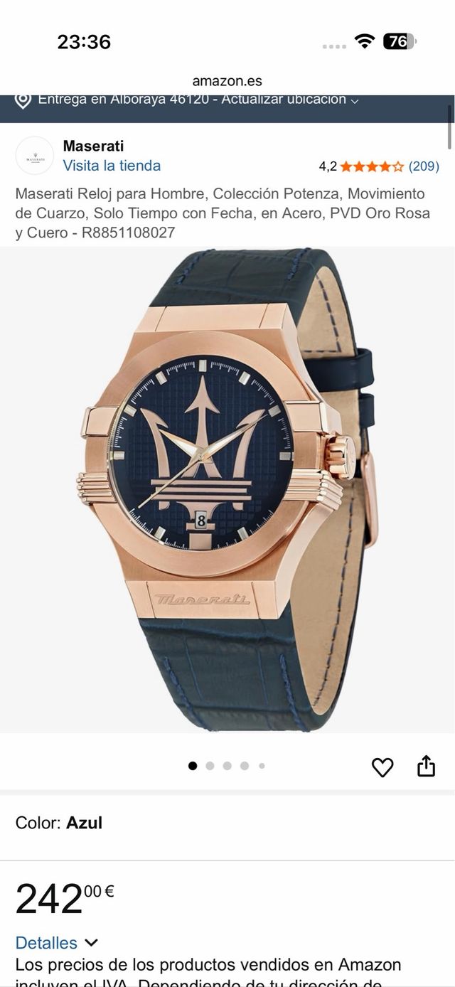 Reloj Maserati Hombre Acero apenas usos con caja de segunda mano