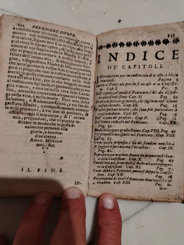 Libro antico Il Penitente Istrvto 1713