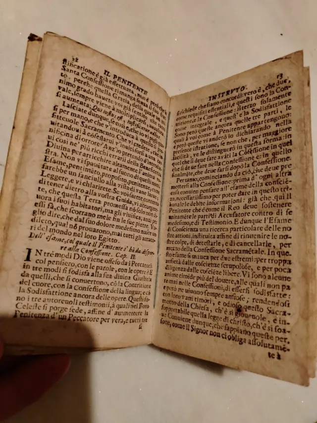 Libro antico Il Penitente Istrvto 1713
