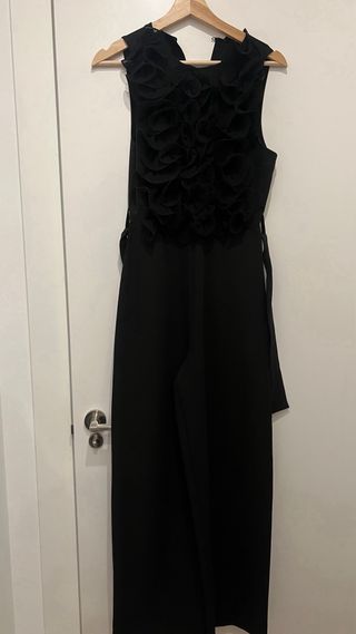 Mono Zara Negro volantes cinturón