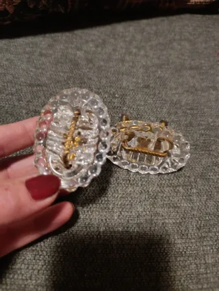 2 Maniglie Vetro Oro Vintage Fine '800