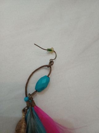 Pendientes pluma rosa y turquesa