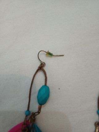 Pendientes pluma rosa y turquesa