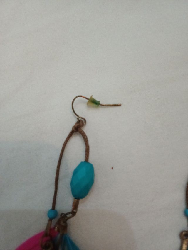 Pendientes pluma rosa y turquesa