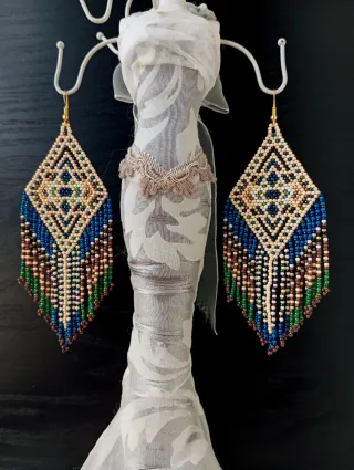 Pendientes largos boho chic flecos