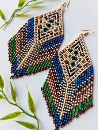 Pendientes largos boho chic flecos