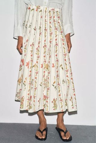 Falda midi tablas flores