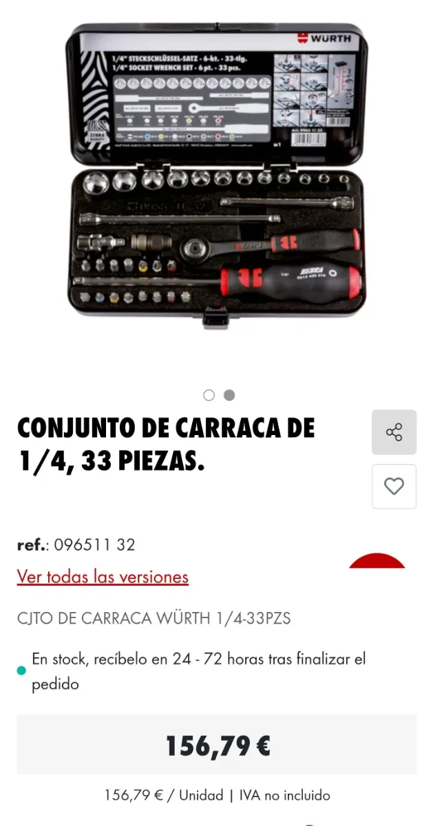 Juego Carraca Wurth 33 Piezas Nuevo