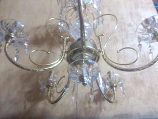 Lámpara 5 brazos baño oro y cristal bohemia