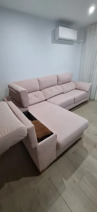 Sofá Chaiselongue Rosa Tela