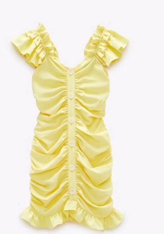 Vestido Zara amarillo fruncido
