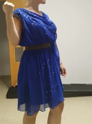 Vestido azul para bodas de día