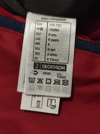 Mono de nieve infantil rojo y azul, 8-9 años 