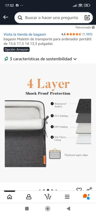 Maletín portátil Bagasin 13,3-17,3 pulgadas