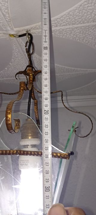 Lámpara de techo de cristal y metal dorado