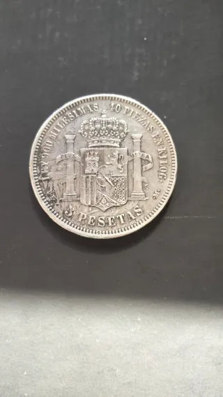 Moneda 5 Pesetas Plata 1871 Amadeo I Rey