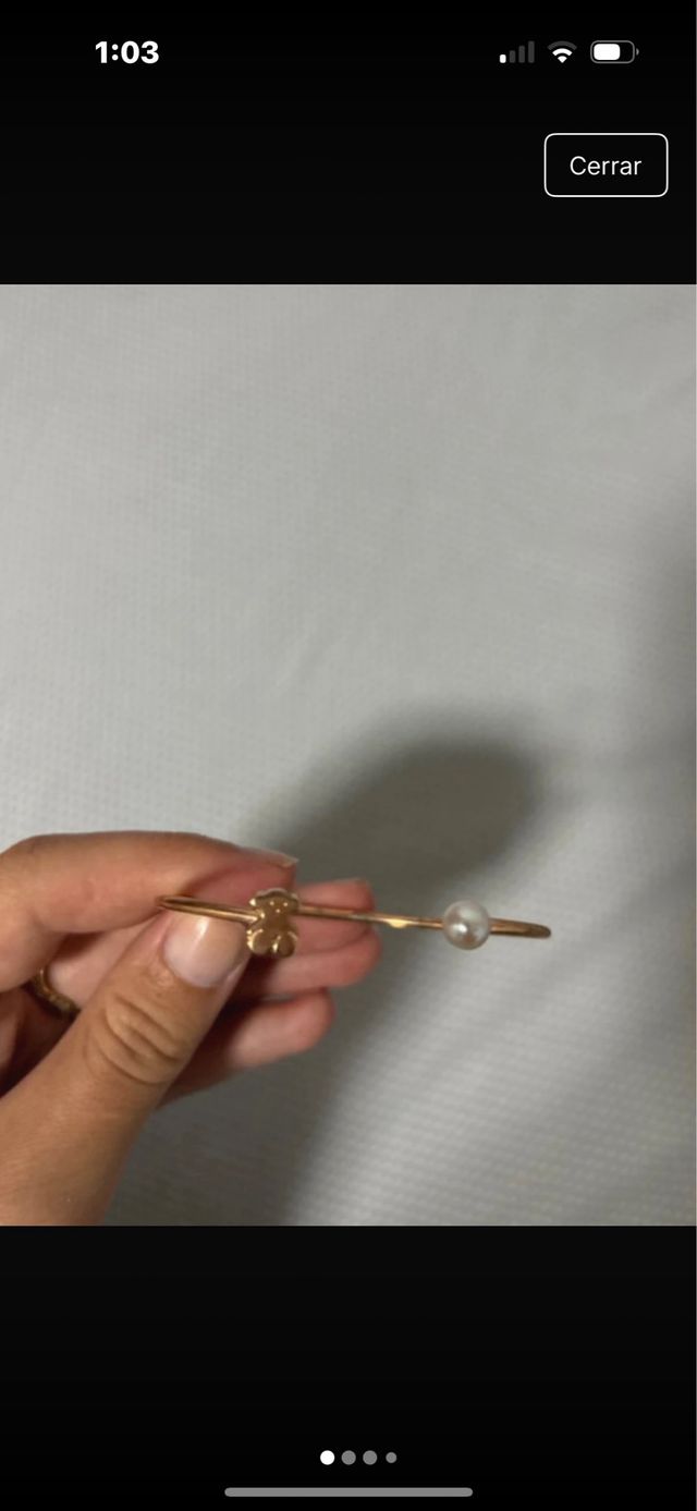 Pulsera Tous Oso y Perla Dorada