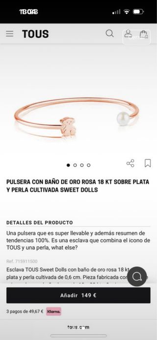 Bracciale Tous Bear e perle in oro
