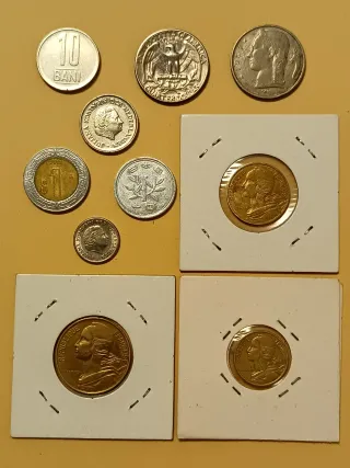 Lote Monedas Internacionales: Francia, Rumanía, US