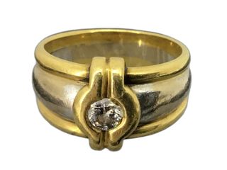 anillo oro 18k con piedra con diamante