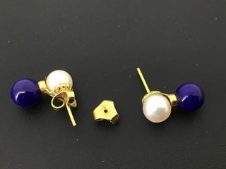 pendientes oro 18k con piedra con perla