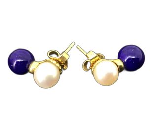 pendientes oro 18k con piedra con perla