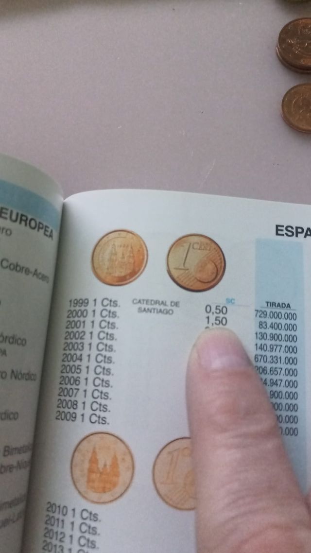 1 Cêntimo Euro Espanha 2000 FNMT Bolsa 200